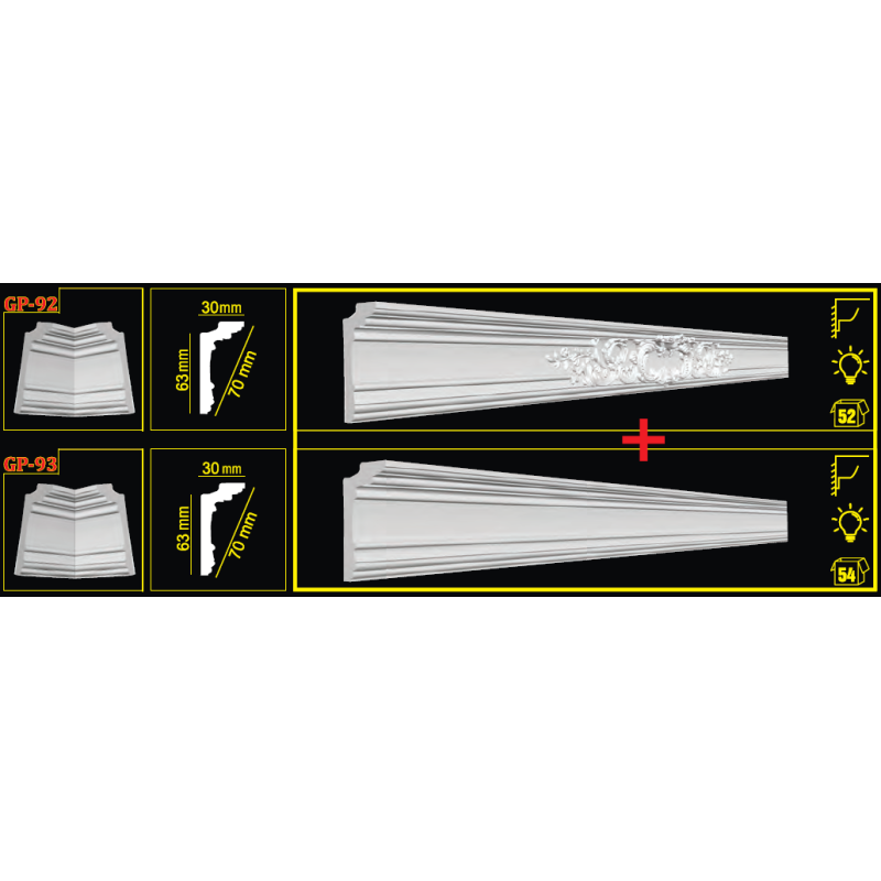 Потолочный плинтус GP-92