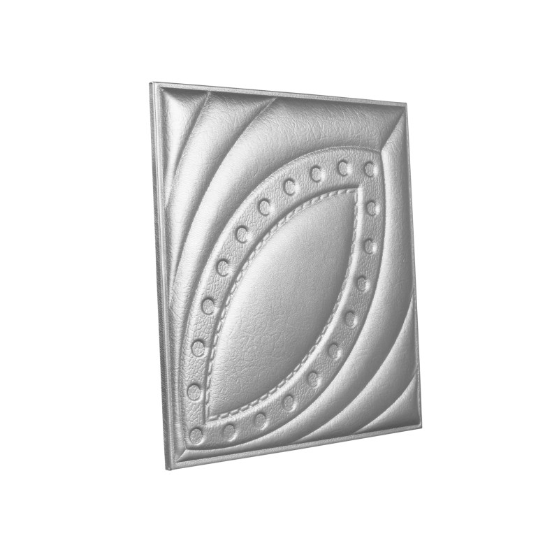 Мягкая стеновая панель из экокожи Petal 400х400 мм - Silver