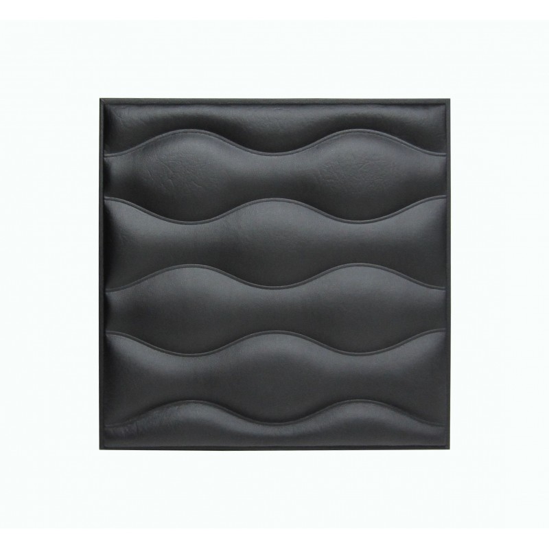 Мягкая стеновая панель из экокожи Wave 400 х 400 мм - Black