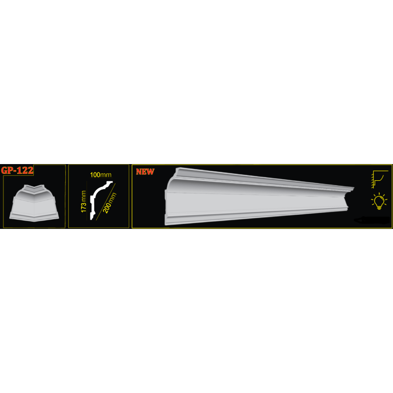 Потолочный плинтус Glanzepol GP-122