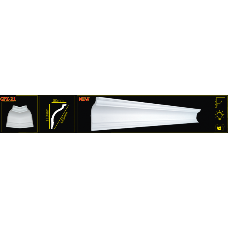 Плинтус потолочный GPX-21