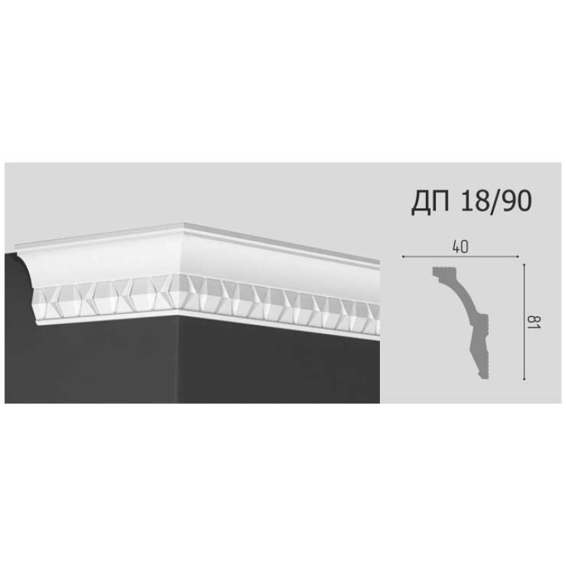 Потолочный плинтус с рисунком ДП 18/90 
